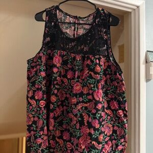 2x Plus Size Knox Rose Orange & Pink Sleeveless Embellished Blouse